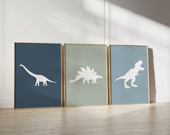 Dinosaurier Print 3er Set, Dino Jungen Zimmer Wandkunst, Kinderzimmer (Digitaler Download)
