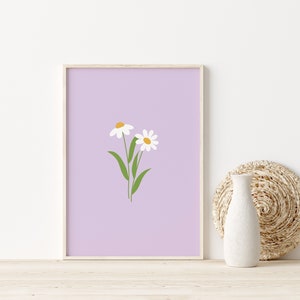 Daisy Print // daisy wall art, nursery print, boho floral print, flower print, lilac aesthetic, girls room decor PRINTABLE WALL ART
