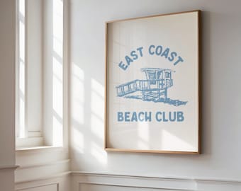 East Coast Beach Club Print // trendy blue wall art, coastal granddaughter decor, coastal wall art, beach house decor, PRINTABLE WALL ART