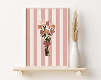 Pink Floral Wall Art, Girls Nursery Print, Floral Girls Room Art (Digital Download)