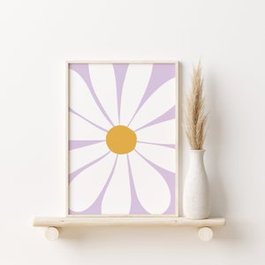 Daisy Print // daisy wall art, nursery print, boho floral print, flower print, lilac aesthetic, girls room decor PRINTABLE WALL ART