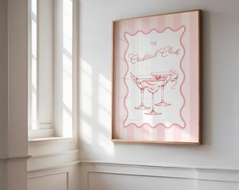 Cocktail Club Print, Trendy Bar Cart Art, Cocktail Wall Art (Digital Download)