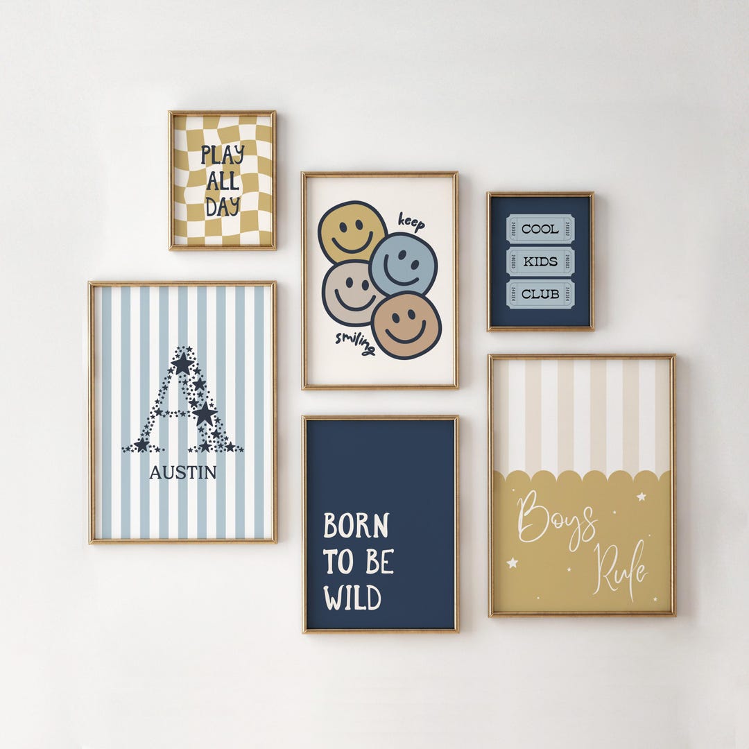 Boys Room Set of 6 Prints // Gallery Wall Print Set, Set of 6 Prints ...