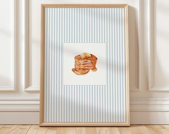 Pancake Kitchen Print, country kitchen decor, cottagecore kitchen prints, pancake wall art, farmhouse kitchen decor (Digital Download)