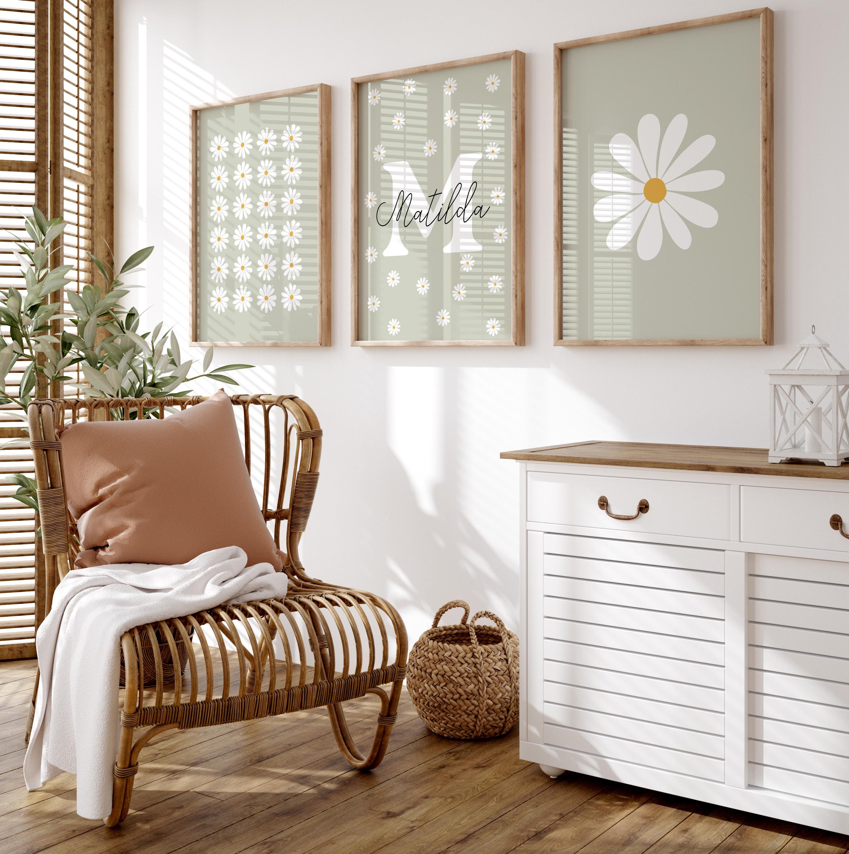 Daisy Print Set of 3 / Daisy Wall Art, Nursery Print, Personalised Name ...