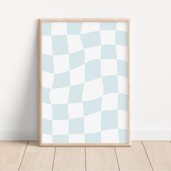 Blau karierter Print // Schachbrett Muster, trendige Wandkunst, blau karierter Druck, Schachbrett Dekor, DRUCKBARE WAND KUNST