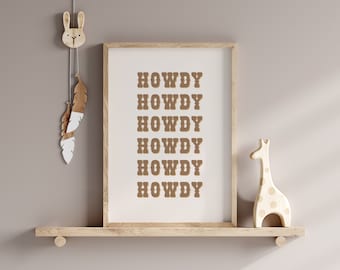 Howdy Cowboy Nursery Print, Western Wall Art (Digital Download)