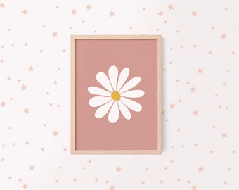 Daisy Flower Print, Dusty Pink Wall Art (digital Download) - Etsy