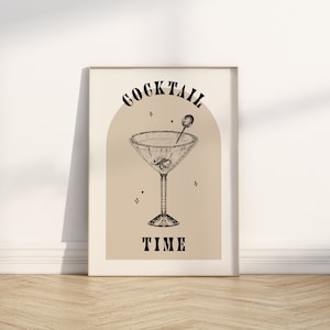 Cocktail Time Print / cocktailprint, drankjes print, cocktailbar print, bar cart kunst, alcohol poster, neutrale muurkunst, AFDRUKBARE WALL ART