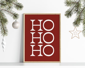 Ho Ho Ho Christmas Print, christmas wall art, boho christmas print, christmas decorations, festive print, (Digital Download)