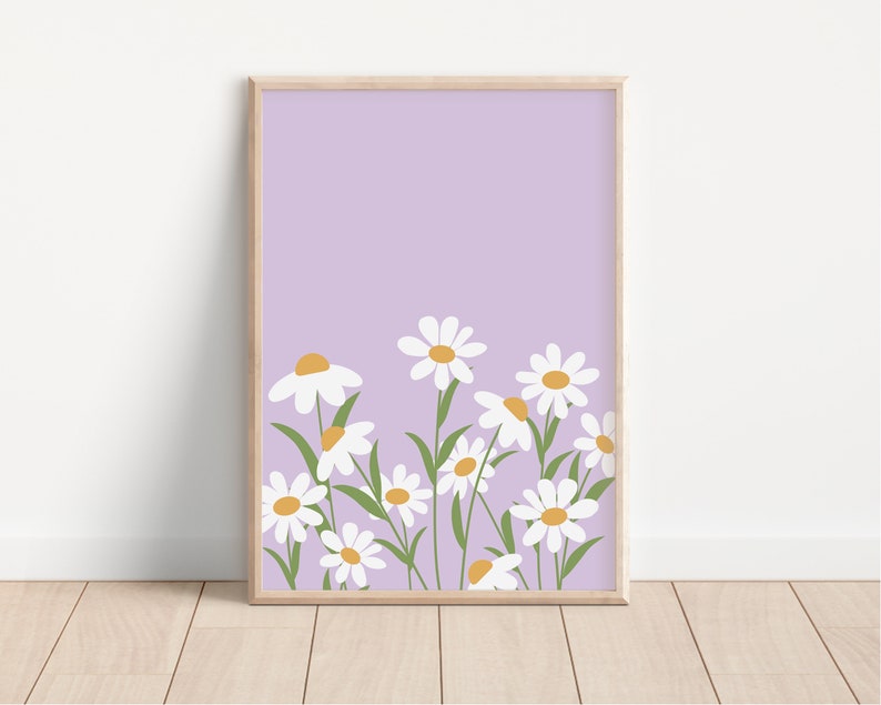 Daisy Print // Daisy Wall Art, Nursery Print, Boho Floral Print, Flower ...