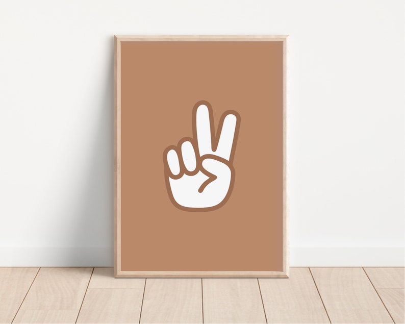 Peace Sign Neutral Neutral Peace Sign Print, Kids Room Decor, Neutral Playroom Prints ...