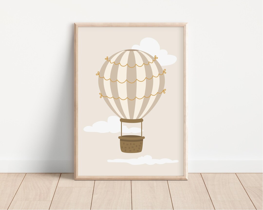 Hot Air Balloon Nursery Print // Neutral Nursery Wall Art, Kids Room ...