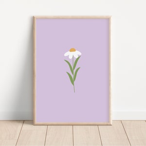 Daisy Print // daisy wall art, nursery print, boho floral print, flower print, lilac aesthetic, girls room decor PRINTABLE WALL ART