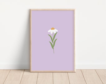 Daisy Print // daisy wall art, nursery print, boho floral print, flower print, lilac aesthetic, girls room decor PRINTABLE WALL ART