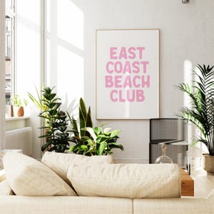 East Coast Beach Club Print // trendy pink wall art, coastal granddaughter decor, coastal wall art, beach house decor, PRINTABLE WALL ART