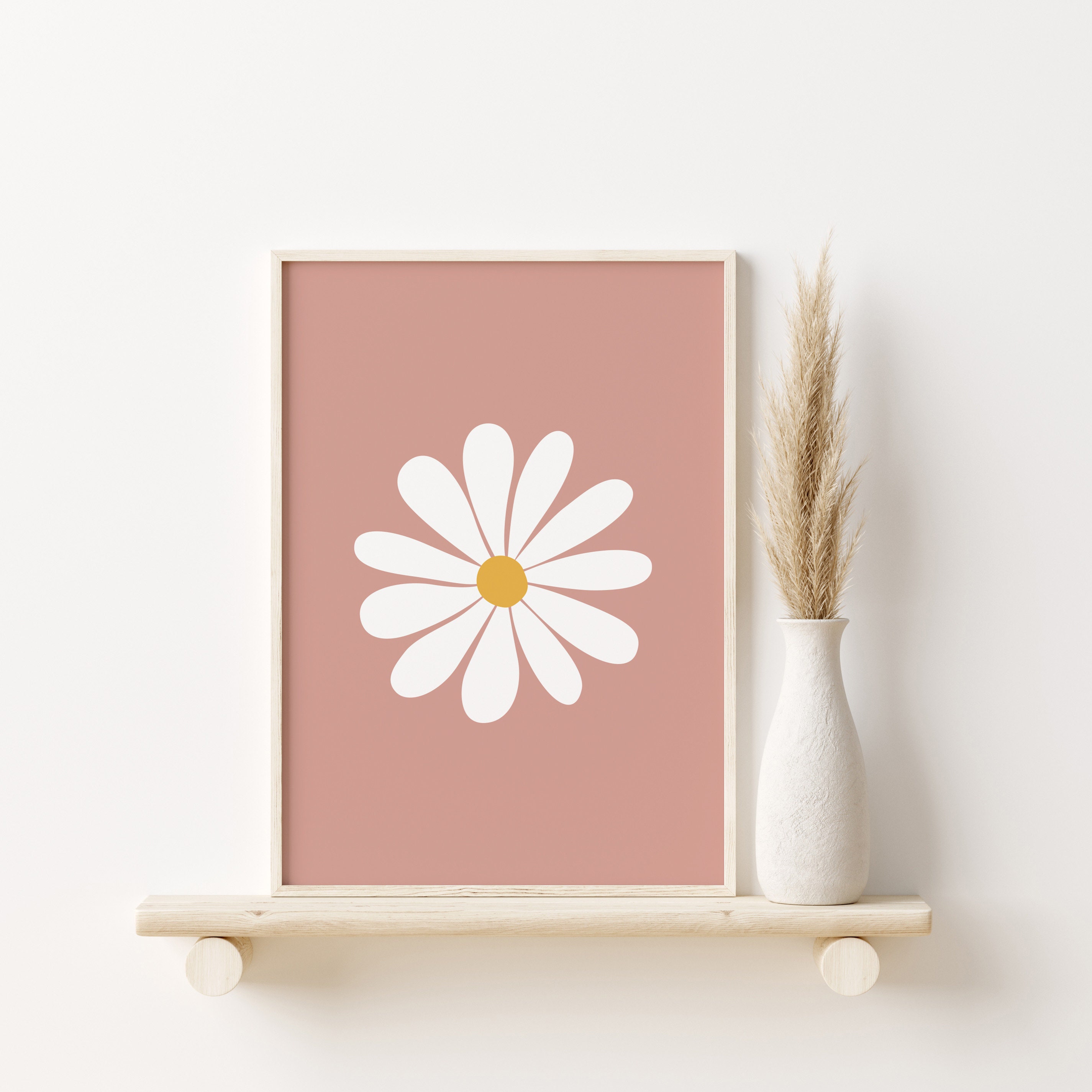Daisy Flower Print, Dusty Pink Wall Art (digital Download) - Etsy