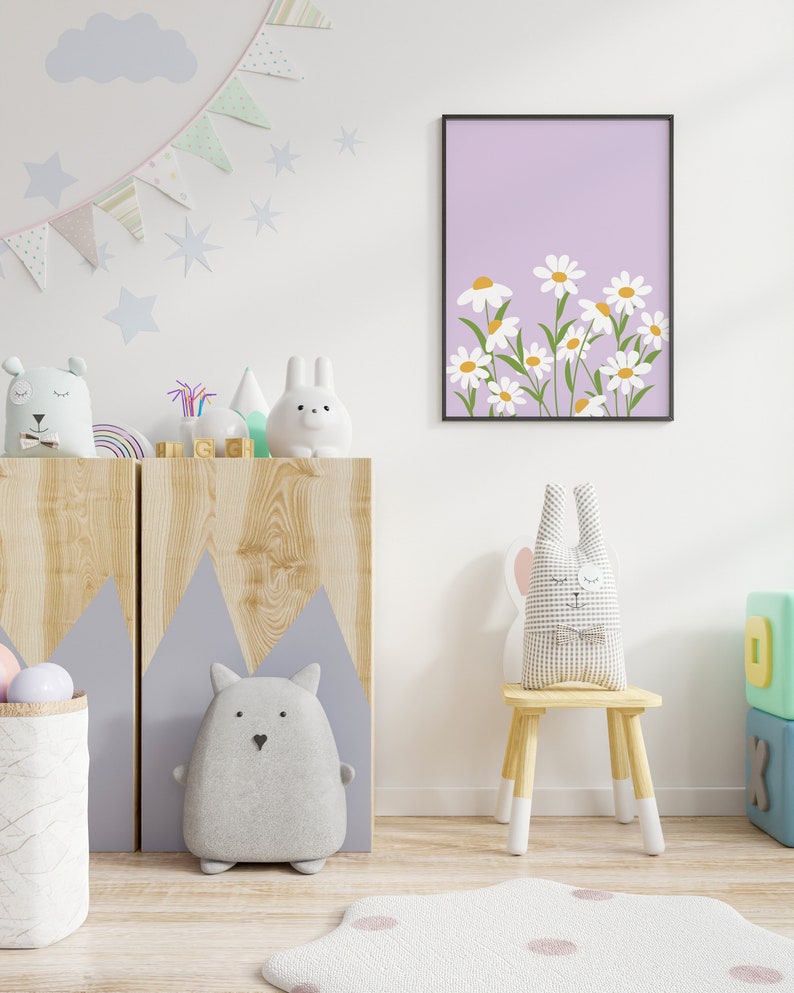 Daisy Print // Daisy Wall Art, Nursery Print, Boho Floral Print, Flower ...