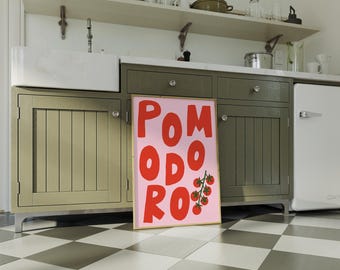 Pomodoro Print // trendy tomato print, kitchen prints, tomato wall art, italian kitchen wall art, food wall art, PRINTABLE WALL ART