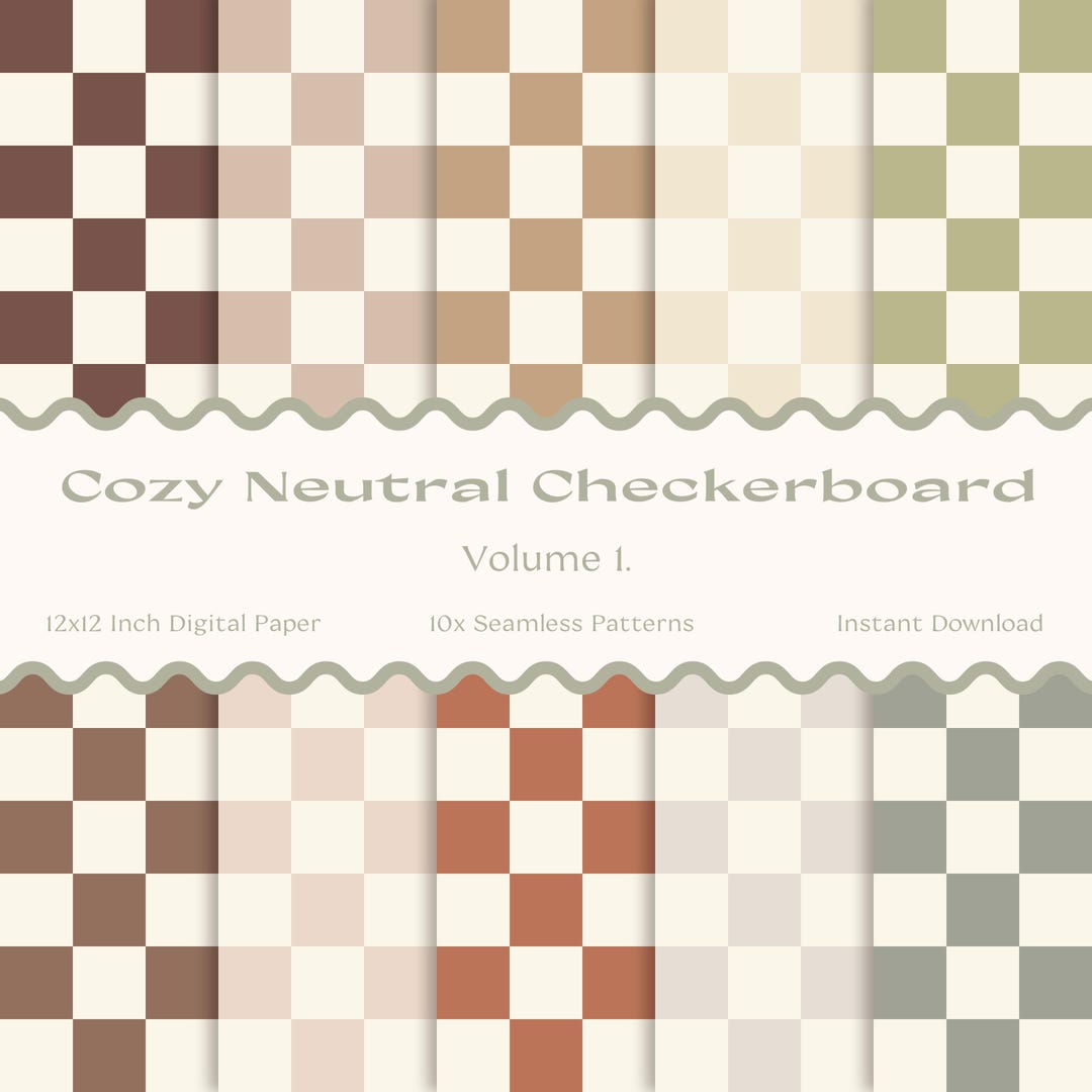 Neutral Checkerboard Seamless Patterns - Checkerboard Digital Paper ...