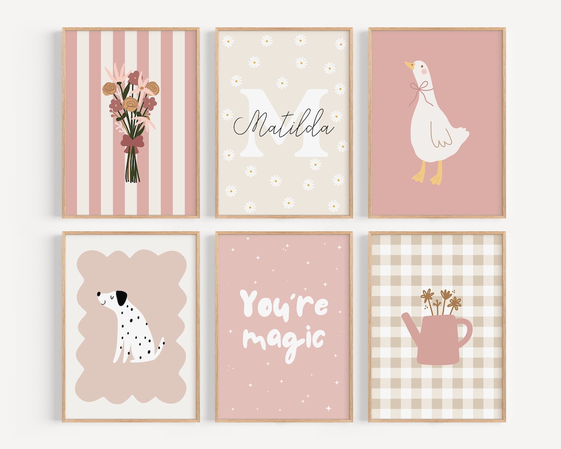 Girls Room Set of 6 Prints, Gallery Wall Print Set, Set of 6 Prints ...