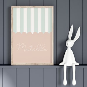 Personalised Name Print // personalised wall art, scallop name print, personalised nursery print, girls nursery decor, PRINTABLE WALL ART