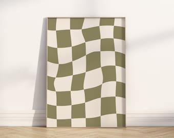 Estampa xadrez verde-oliva // arte de parede xadrez, arte de parede moderna, arte de parede verde-oliva, estampa verde-oliva, decoração xadrez, ARTE DE PAREDE PARA IMPRIMIR