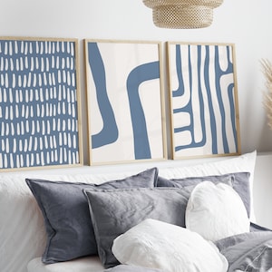 Blue Gallery Wall Set // set of 3 dusty blue prints, modern art prints, blue prints, boho prints, dusty blue wall art, PRINTABLE WALL ART