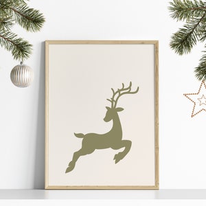 Christmas Reindeer Print // reindeer print, boho christmas wall art, holiday prints, festive wall art, christmas PRINTABLE WALL ART