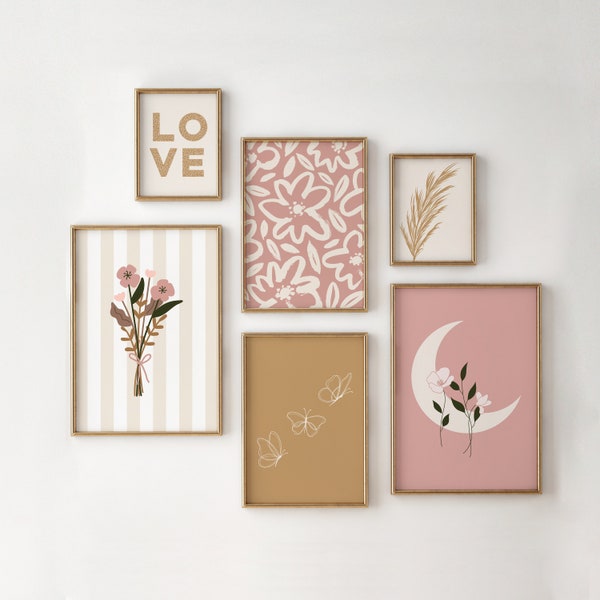 Mädchenzimmer Poster Set / 6 Drucke Set / Bilder Set, 6 Drucke, Set mit 6 Drucken, Teen Mädchen Wand, Mädchenzimmer Wandkunst, Wohnheim Dekor DRUCKBARE WAND KUNST