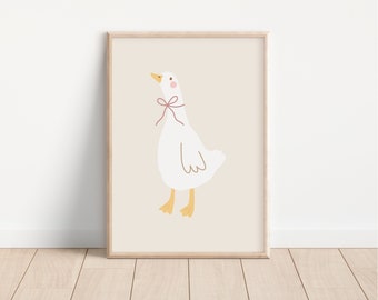 Goose Nursery Print, Goose Wall Art, Duck Print, Girls Nursery Print, Girls Room Prints (Digital Download)