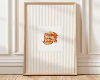 Pancake Kitchen Print, country kitchen decor, cottagecore kitchen prints, pancake wall art, farmhouse kitchen decor (Digital Download)