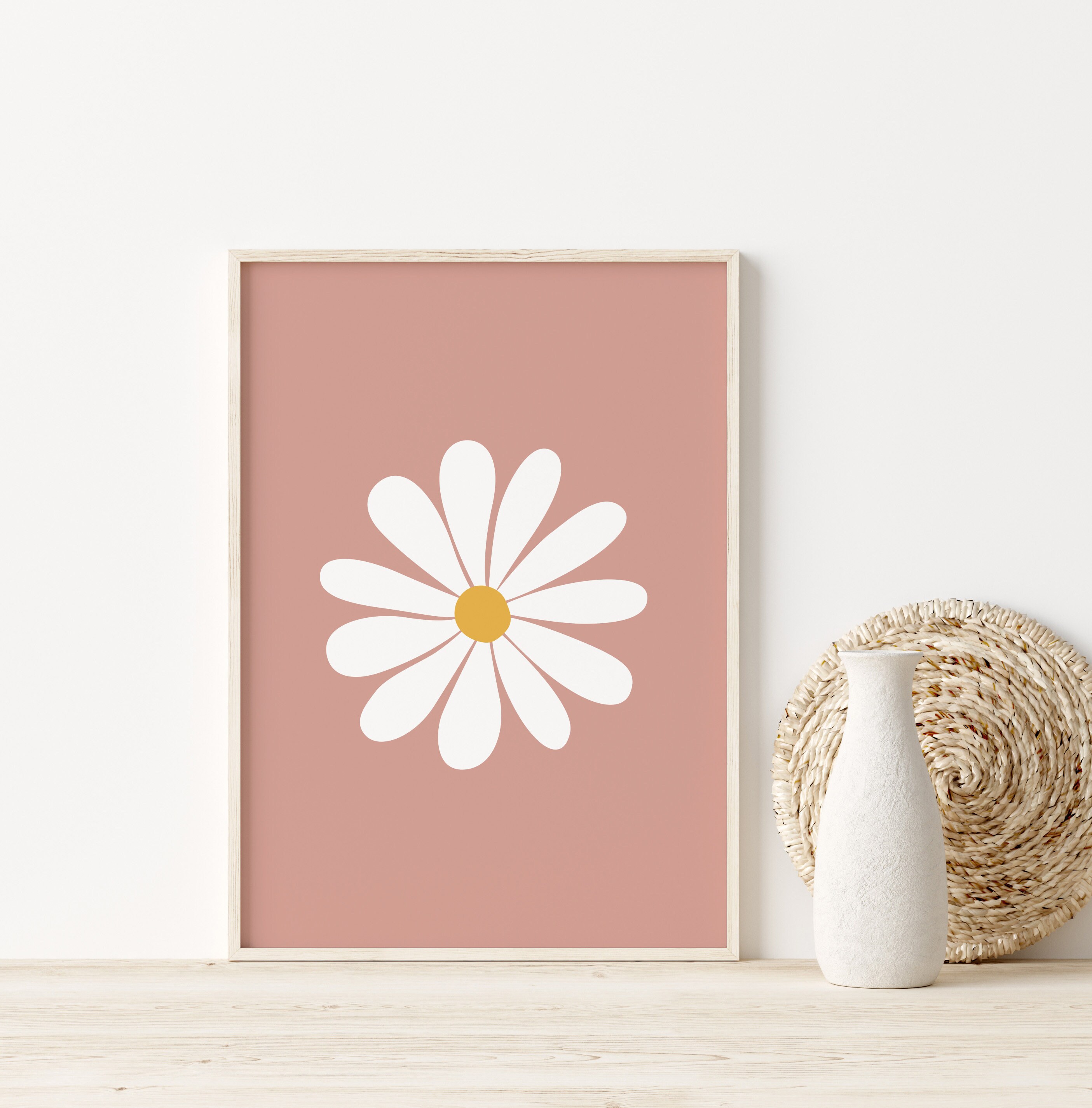 Daisy Flower Print, Dusty Pink Wall Art (digital Download) - Etsy