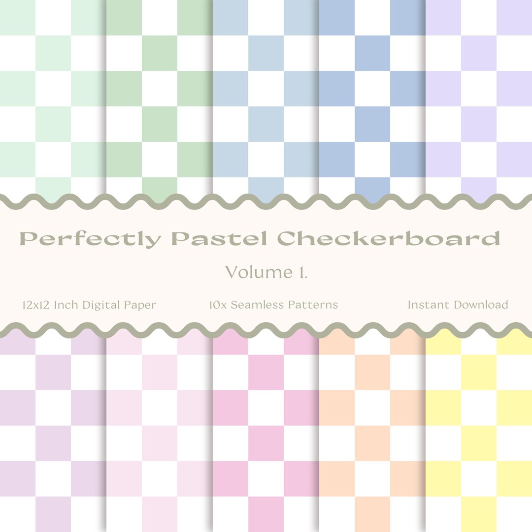 Pastel Checkerboard Seamless Patterns - Checkerboard Digital Paper ...
