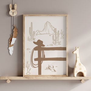 Western Cowboy Print / cowboy western wall art, neutral nursery wall art, western nursery print, cowboy wall art PRINTABLE WALL ART