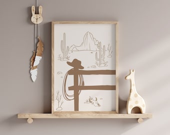 Western Cowboy Print / cowboy western wall art, neutral nursery wall art, western nursery print, cowboy wall art PRINTABLE WALL ART