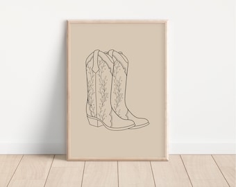 Cowboy Boots Print // western art print, cowboy art print, cowgirl boots print, trendy wall art, retro western wall art, PRINTABLE WALL ART