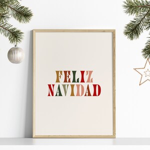 Feliz Navidad Print / christmas wall art, boho christmas print, christmas decor, holiday print, christmas decorations PRINTABLE WALL ART
