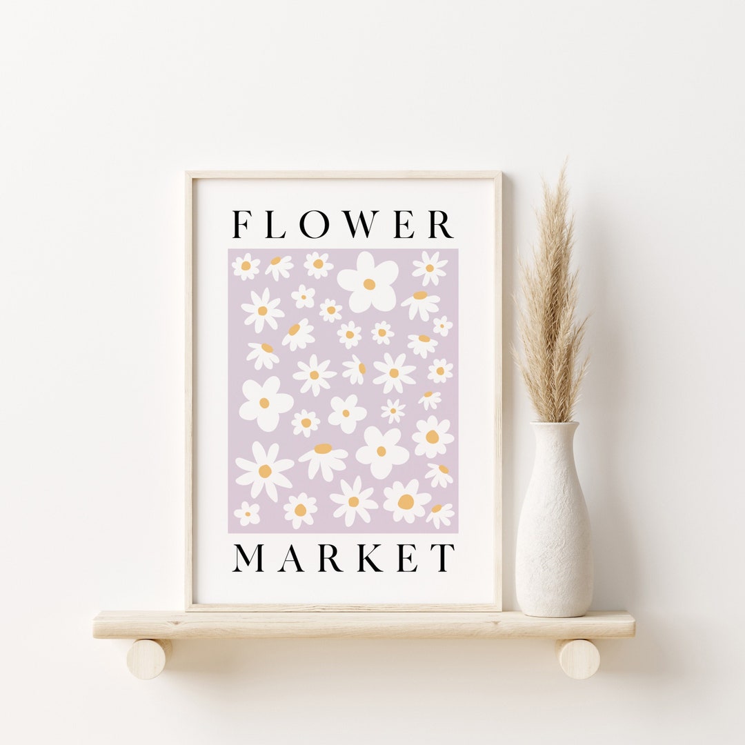 Daisy Flower Market Print, Lilac Boho Wall Art (digital Download) - Etsy