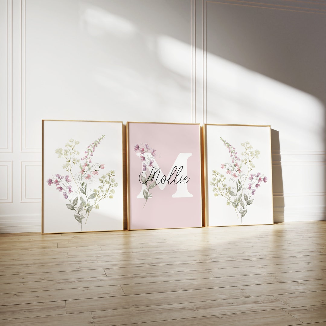Wildflower Print Set of 3, Wildflower Wall Art, Nursery Print ...