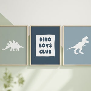 Dinosaur Set Of 3 Prints // boys nursery print, toddler boy print, playroom wall art, dinosaur wall art, boys room decor PRINTABLE WALL ART