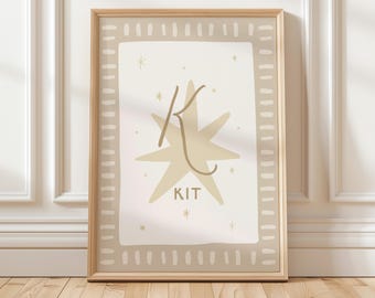 Personalised Kids Name Print, Custom Name Neutral Nursery Wall Art, Children's Room Prints, Playroom Wall Art (Digital Download)