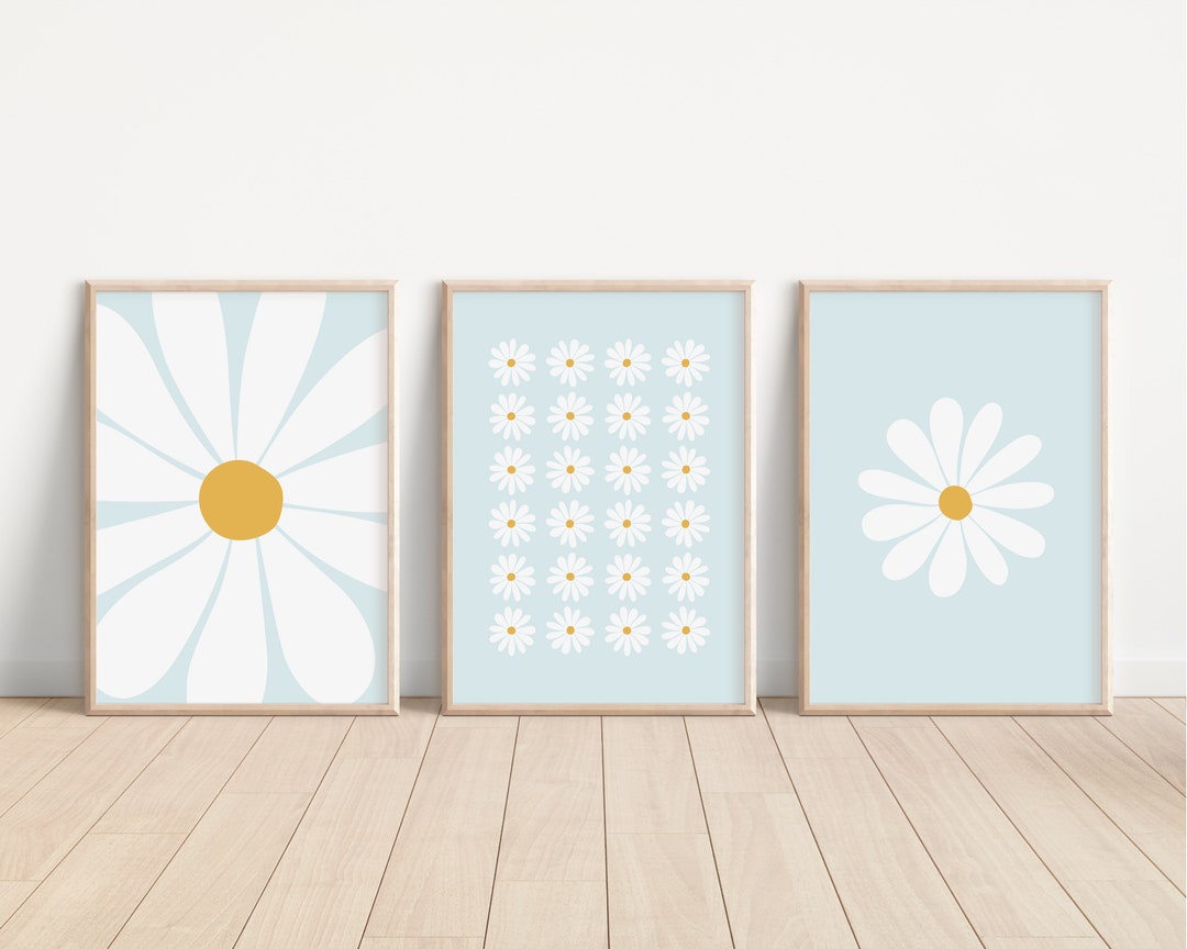 Daisy Print Set of 3 / Daisy Wall Art, Nursery Print, Flower Print, Set ...