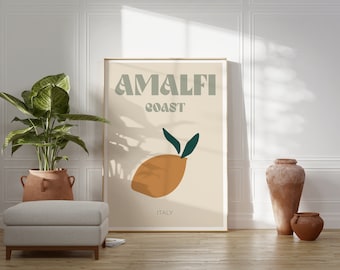 Amalfi Coast Italy Travel Poster, Boho Print (Digital Download)