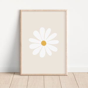 Daisy Wall Art, Neutral Floral Print, Girls Nursery Decor (Digital Download)
