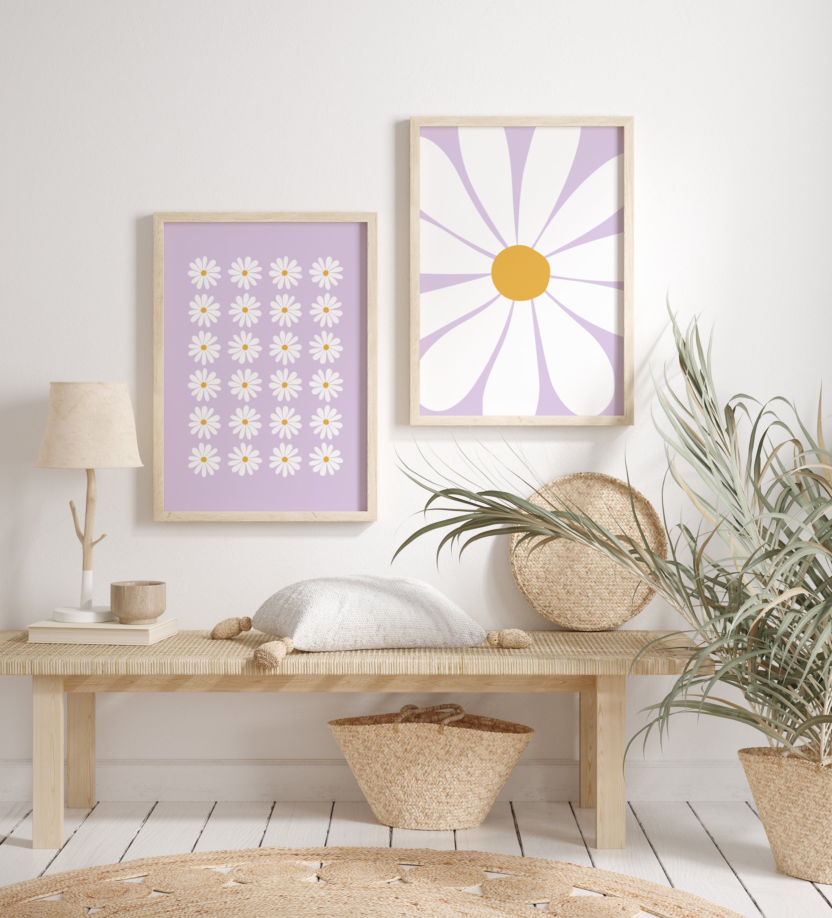 Daisy Print Set of 2, Daisy Wall Art, Girls Nursery Prints, Lilac Girls ...