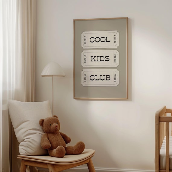 Cool Kids Club Print, Neutral Nursery Playroom Wall Art (Digital Download)