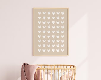 Heart Wall Print // heart wall art, nursery print, playroom wall art, heart poster, neutral girls print, girls room decor PRINTABLE WALL ART