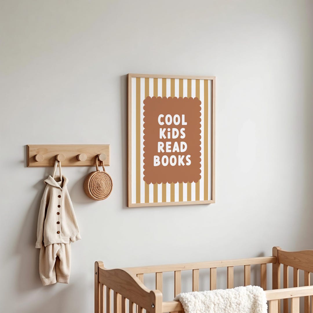 Cool Kids Read Books Print / Neutral Nursery Wall Art, Reading Corner ...