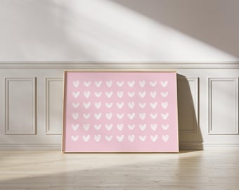 Pink Heart Nursery Print, Girls Room Wall Art (Digital Download)